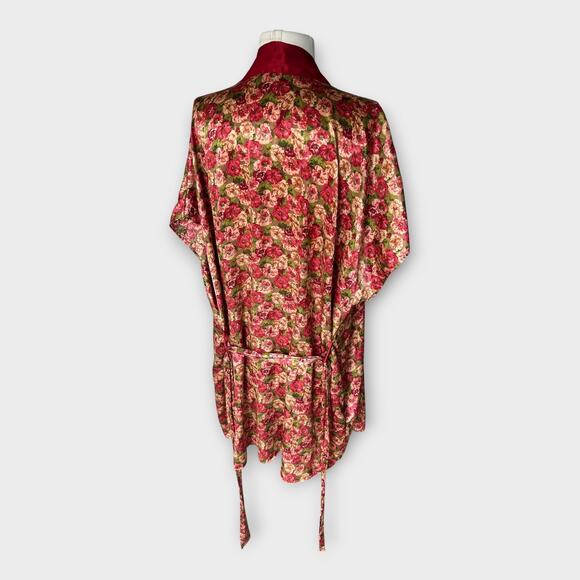 Vintage Pinx Floral Satin Kimono Robe OS Cottagecore Boho Chic Dressing Gown - Picture 13 of 13